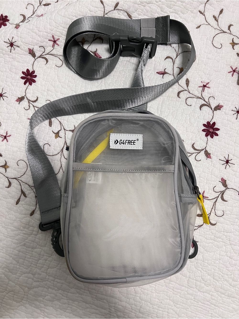 Gray Mesh Front Crossbody Stadium Sling Bag